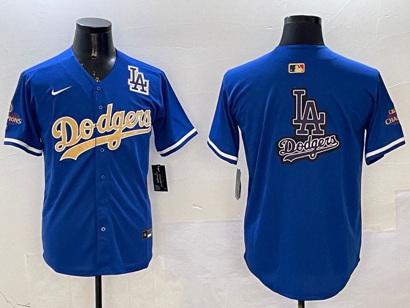 Men Los Angeles Dodgers Blank Blue Champion gold character 2025 Nike MLB Jersey style 22